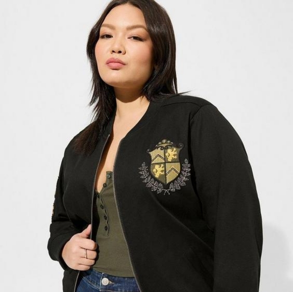 Stretch Twill Bomber Jacket Deep Black Size 2 - Picture 6 of 6